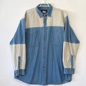Field & Stream Blue Denim Shirt Mens 2XL Shooting Tactical Hunting Quilted